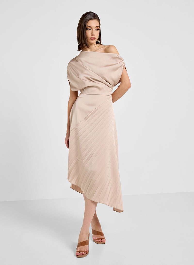 ELLA Pleated Asymmetrical Dress - Image 1