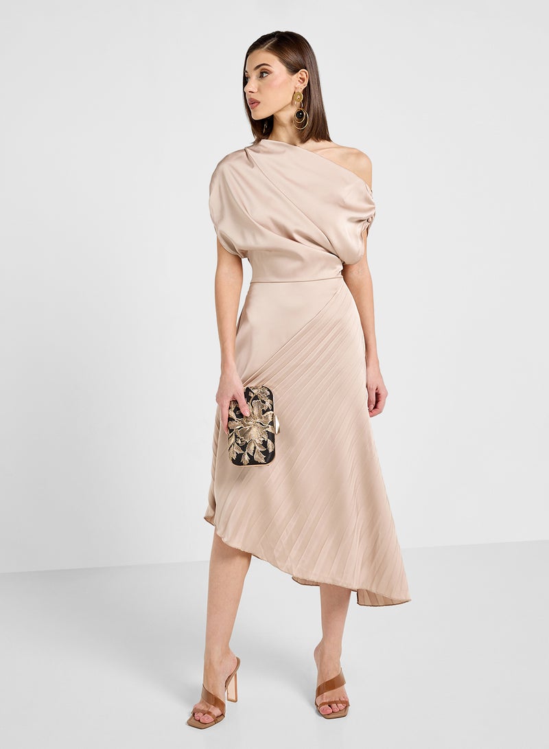 ELLA Pleated Asymmetrical Dress - Image 4