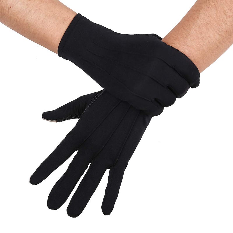JISEN Men Police Formal Tuxedo Honor Guard Parade Nylon Cotton Gloves 26cm Black with Non-slip Touchscreen - Image 1