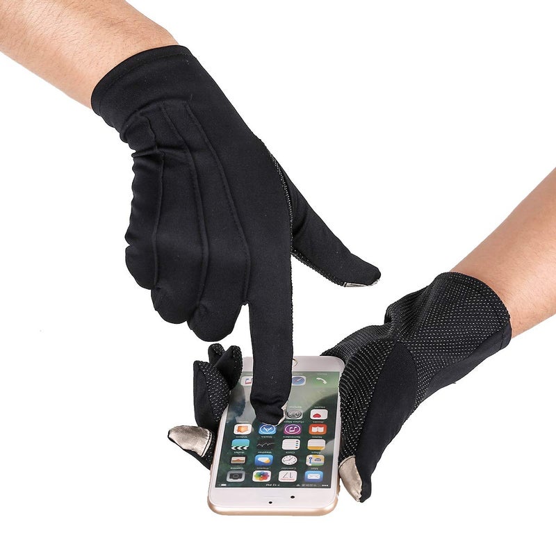 JISEN Men Police Formal Tuxedo Honor Guard Parade Nylon Cotton Gloves 26cm Black with Non-slip Touchscreen - Image 5