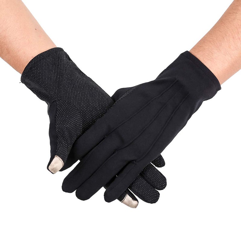 JISEN Men Police Formal Tuxedo Honor Guard Parade Nylon Cotton Gloves 26cm Black with Non-slip Touchscreen - Image 4