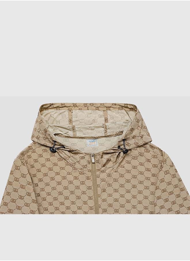 G&G AVENUE - Summer ultra-thin sunscreen Men's front zippered hoodie Oversized and casual round neck jacket with pockets for fashionable and breathable exercise, pink - Image 1
