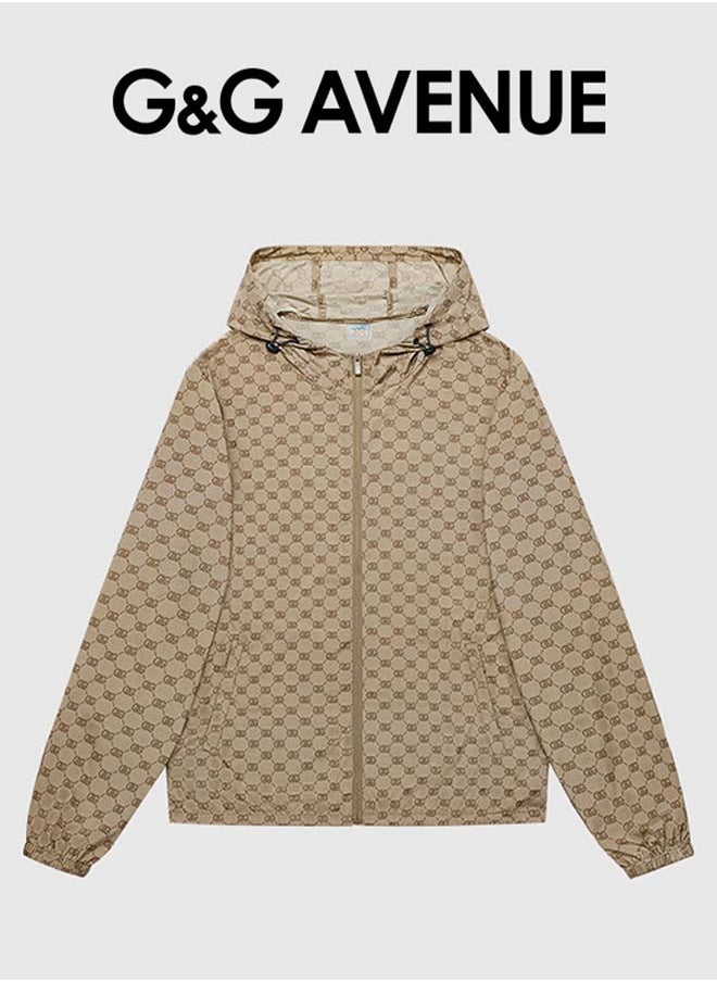 G&G AVENUE - Summer ultra-thin sunscreen Men's front zippered hoodie Oversized and casual round neck jacket with pockets for fashionable and breathable exercise, pink - Image 1