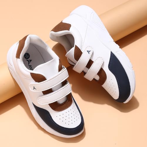 AVANT Kid's Velox Sneaker Shoes- Soft Cushioned Insole, Lightweight, Durable, Comfortable, Trendy, Casual Footwear (AVKSH005CL01SIZE4_UK4_Tan/Navy) - Image 3