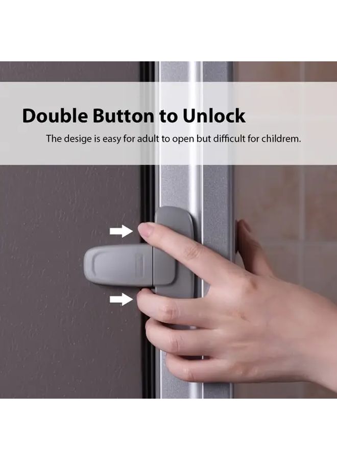 2 Pack Grey And White Youngsters Safety Refrigerator Lock Plastic Secure Easy Install Fridge Latch For Child Proofing Cabinet Door Lock Infant Proofing Home - Image 4