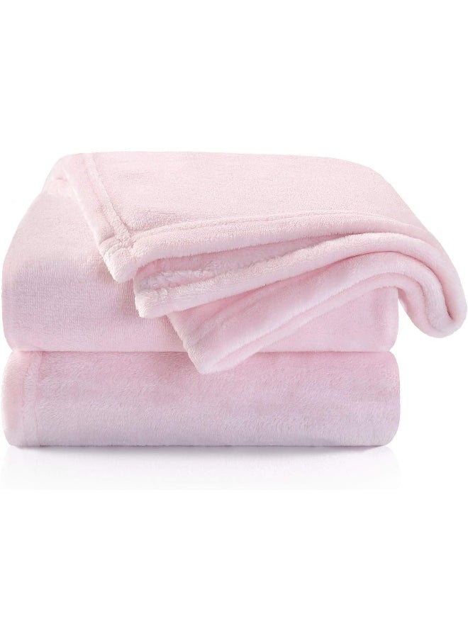 TILLYOU TILLYOU Toddler Flannel Blanket - Warm Cozy Baby Blanket for Boys and Girls, Smooth Cute Lightweight Blanket for Bedding Crib Stroller, 40×50 inches, Pink  - Image 1