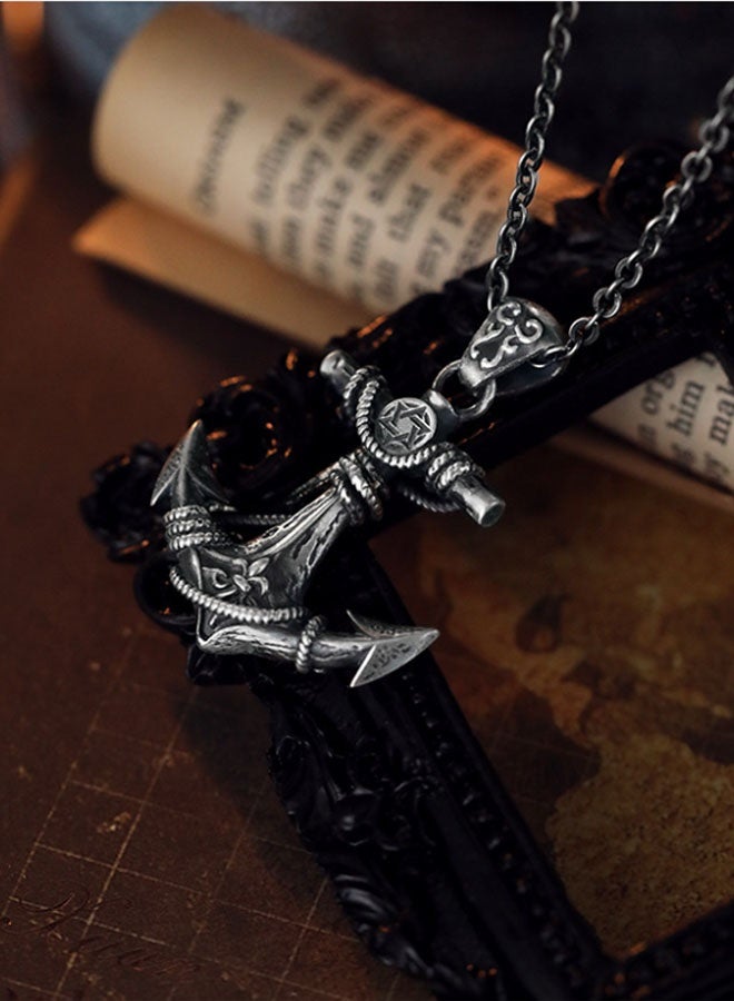 نيوترل قلادة مرساة عتيقة - قلادة رجالية رجالية على شكل بحار بنمط بحار شخصية مائة نموذج مد رجالي من طراز هيب هوب ستريت ريترو أوروبي وأمريكي سلسلة مفاتيح رجالية ونسائية قلادة عتيقة مطلية بالفضة (فضي عتيق) - Image 5