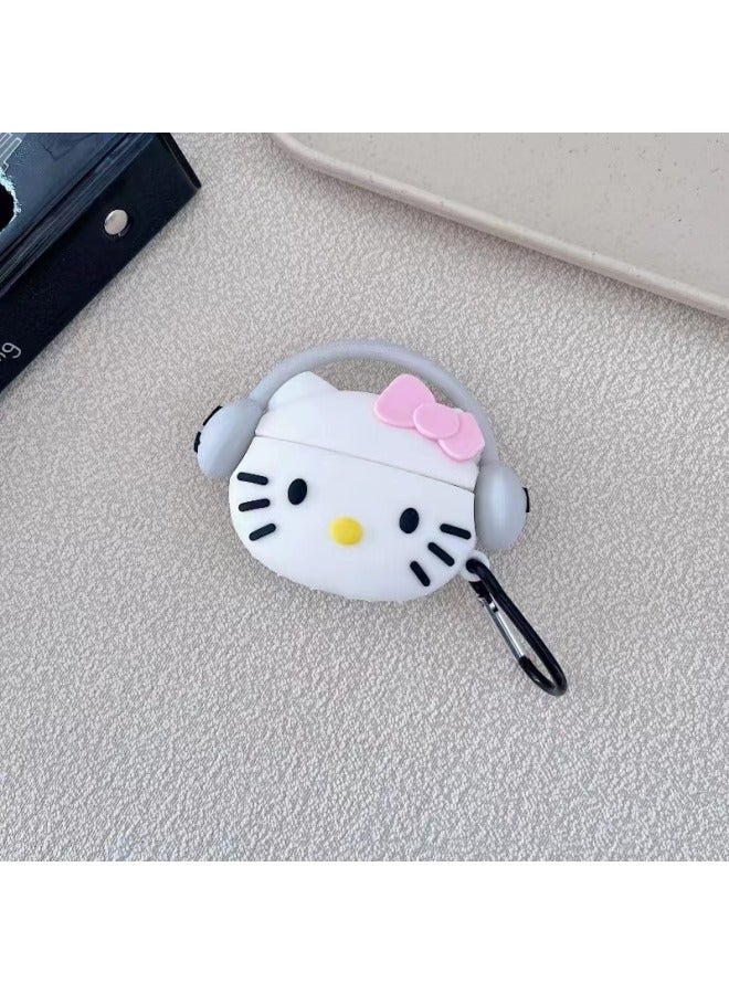 Cartoon Three-color Cloth Cloth For Airpods4 Apple Wireless Bluetooth Earphone Case 1/2/3/Pro2 Earphone Case-Color:Headphones Kt Cat + Hook-Applicable Models:Airpods Pro/pro2 - Image 1