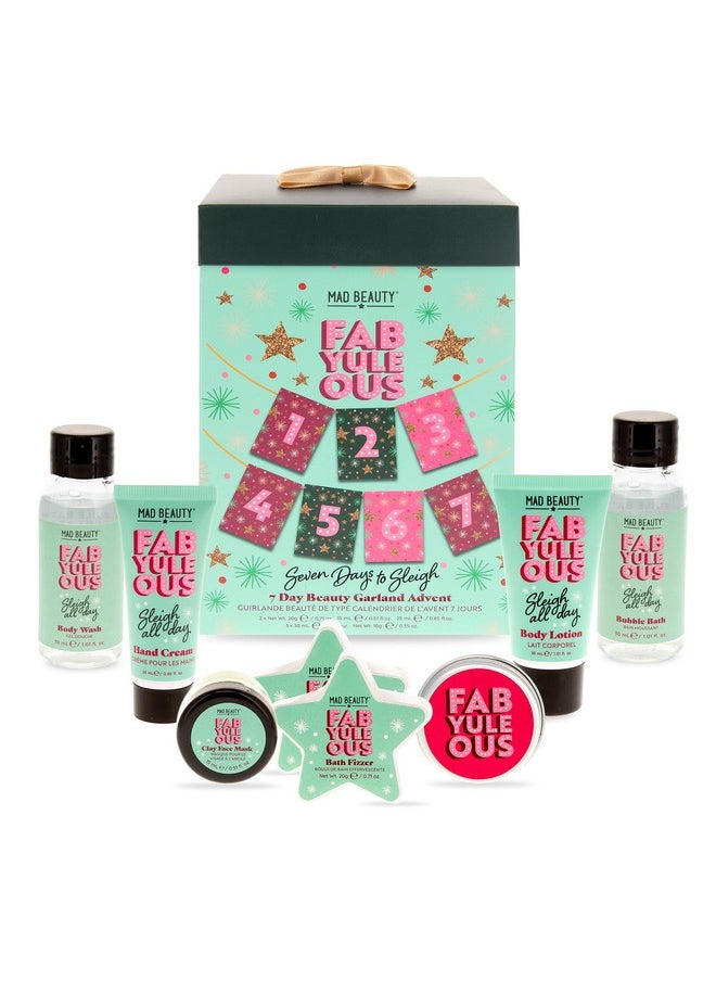 Mad Beauty Fabyuleous 7 Day Beauty Garland Advent Calendar 7 Days Of Bath & Body Goodies Body Wash Lotion Bath Salts & Fizzers Lip Balm  - Image 1