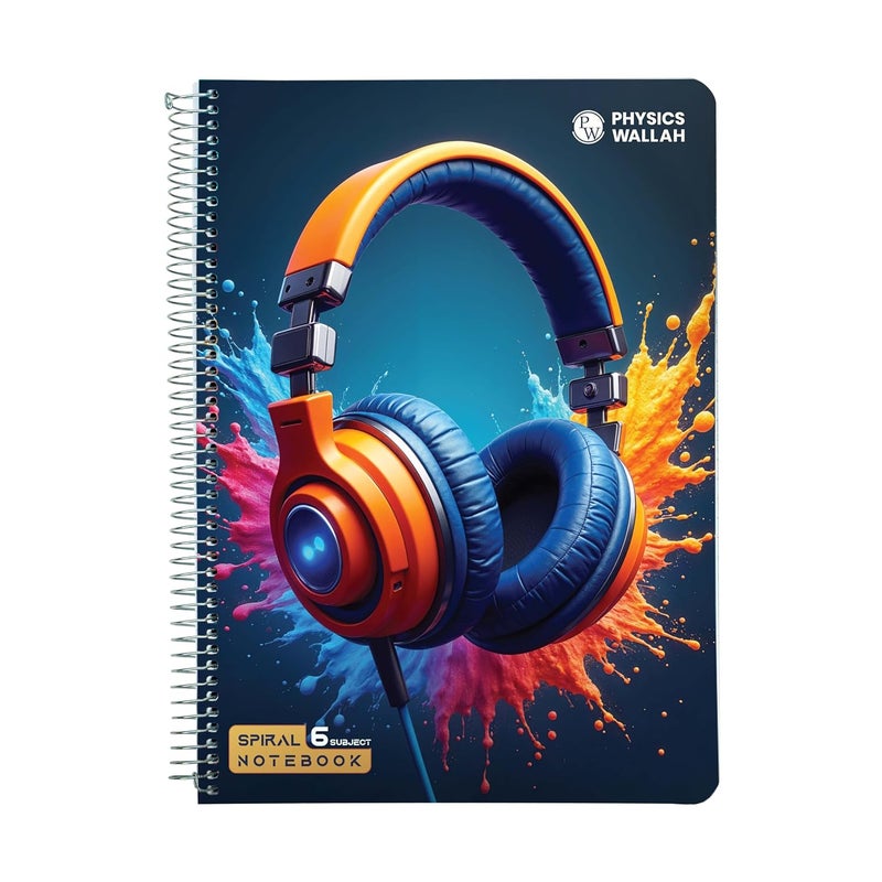 PW Physics Wallah 400 Pages Notebook | 6 Subject | A4 Ruled | Spiral Binding | Strong Plastic Cover | Ideal for School, College & Exam Preparation - Image 1