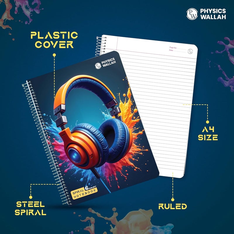 PW Physics Wallah 400 Pages Notebook | 6 Subject | A4 Ruled | Spiral Binding | Strong Plastic Cover | Ideal for School, College & Exam Preparation - Image 4
