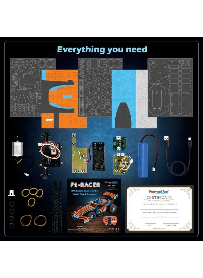 فنفينشين سيارة سباق فورمولا 1 من فنفنشن، تعمل بالتحكم عن بُعد، بتردد 2.4 جيجاهرتز، للأطفال - مجموعة أدوات بناء سيارة سباق عالية السرعة بمحرك مزدوج وشاحن من النوع C، صنع في الهند - Image 5