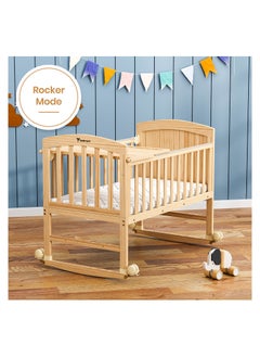 TEKNUM TEKNUM 7in1 Convertible Kids Bed and Bedside Crib with Mattress, Mosquito net and Detachable Wheels(0 - 12yrs) - Natural Wood  - Image 3