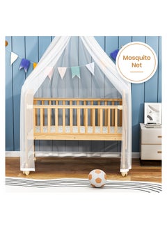 TEKNUM TEKNUM 7in1 Convertible Kids Bed and Bedside Crib with Mattress, Mosquito net and Detachable Wheels(0 - 12yrs) - Natural Wood  - Image 2