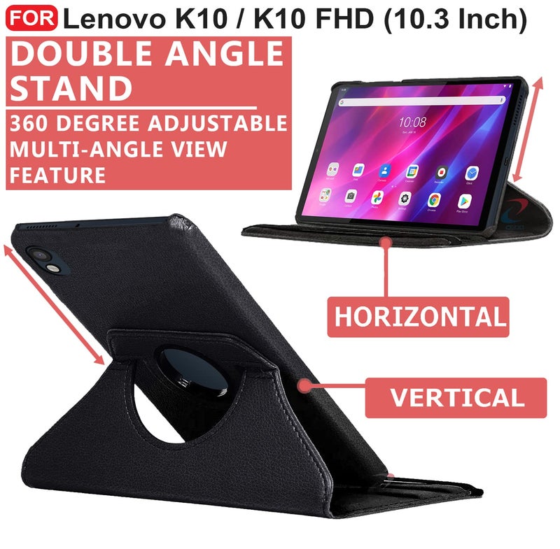 CEDO Lenovo Tab K10 / K10 FHD (10.3 Inch) Flip Cover | Leather Finish | 360 Degree Rotate Flip Cover | Shockproof Style Back Cover Case for Lenovo Tab K10 / K10 FHD (10.3 Inch) (Black) - Image 4