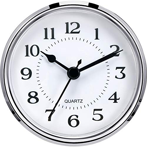 Hicarer Hicarer 312 Inch 90 mm Quartz Clock FitUpInsert with Arabic Numeral Quartz Movement Silver Rim 