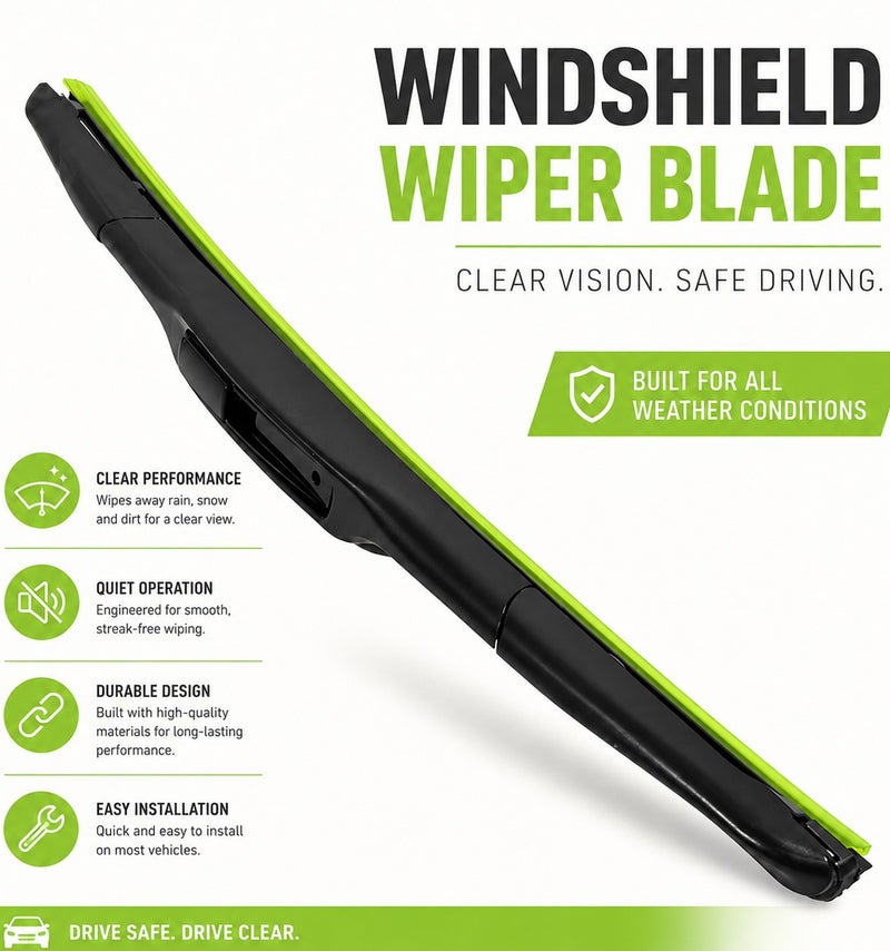 HANSA 26 Inch (660mm) Universal Windshield Wiper Blade for Cars, Silicone Compound Wiper Blade, All Weather Front Windshield Cleaner, Rain Snow Dust Removal, Quiet Streak-Free Performance, Universal Fit Replacement Wiper Blade for Clear Driving Visibility  WP 10228. - Image 5