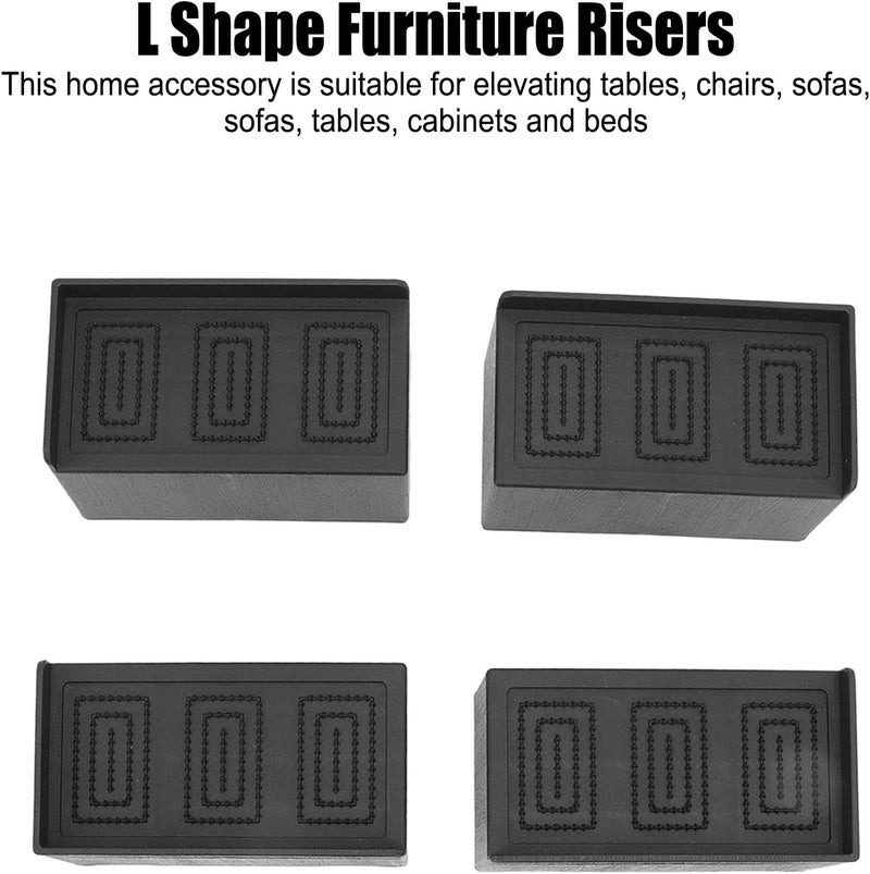 Pwshymi 4PCS L Shape Rectangular Furniture Risers, Rubber Stackable Sofa Risers for Table Couch Chair Bed Elevate Furniture with Smooth Corners and Added Storage Space - Image 4