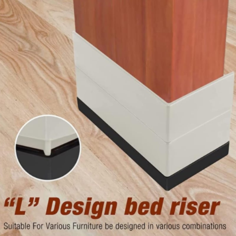 Pwshymi 4PCS L Shape Rectangular Furniture Risers, Rubber Stackable Sofa Risers for Table Couch Chair Bed Elevate Furniture with Smooth Corners and Added Storage Space - Image 2