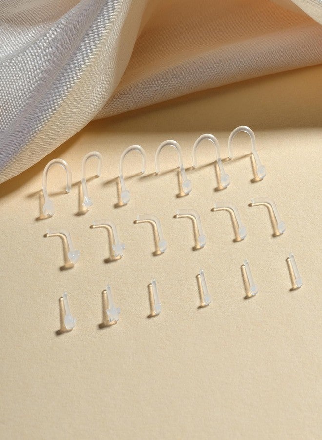 FECTAS 18G Clear Nose Studs for Work Bioflex Plastic Nose Rings for surgery Nostril Piercing Retainers Star Heart Flat Top - Image 3