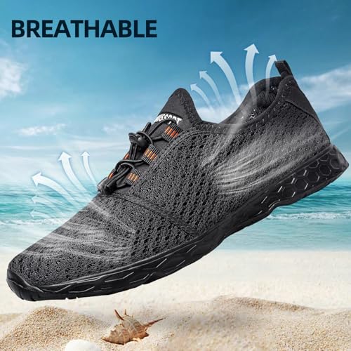 DOUSSPRT Men's Water Shoes Quick Drying Sports Aqua Shoes Dark Allblack Size 8.5 - Image 4