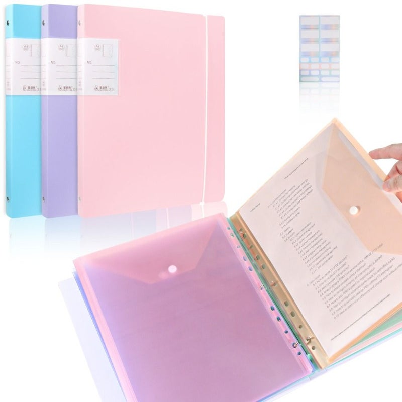 3 Hole Binder With 6 Pockets Practical Document Storage For Home Office School - Image 3