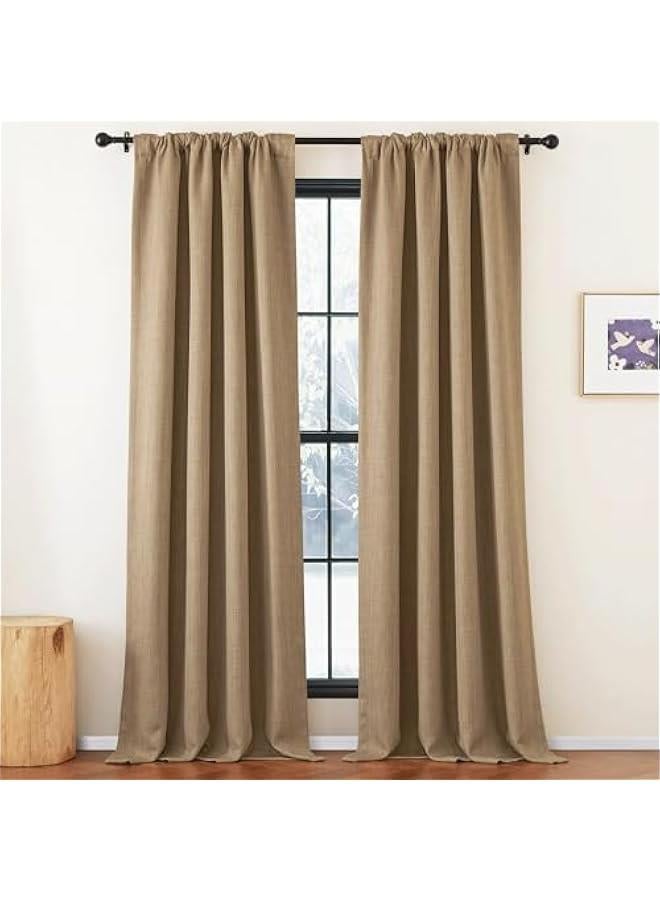 Arabest Taupe Blackout Curtains 96 inches Long for Bedroom, Hook Belt/Rod Pocket/Back Tab Thermal Curtains Faux Linen Thick Window Treatments for Living Room, W50 x L96, 2 Panels  - Image 3