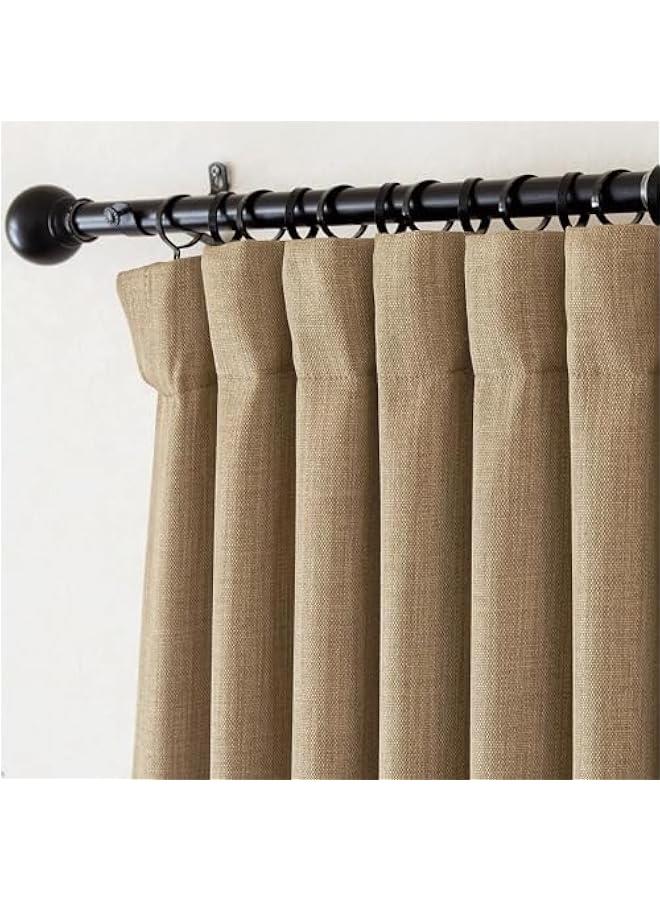 Arabest Taupe Blackout Curtains 96 inches Long for Bedroom, Hook Belt/Rod Pocket/Back Tab Thermal Curtains Faux Linen Thick Window Treatments for Living Room, W50 x L96, 2 Panels  - Image 4