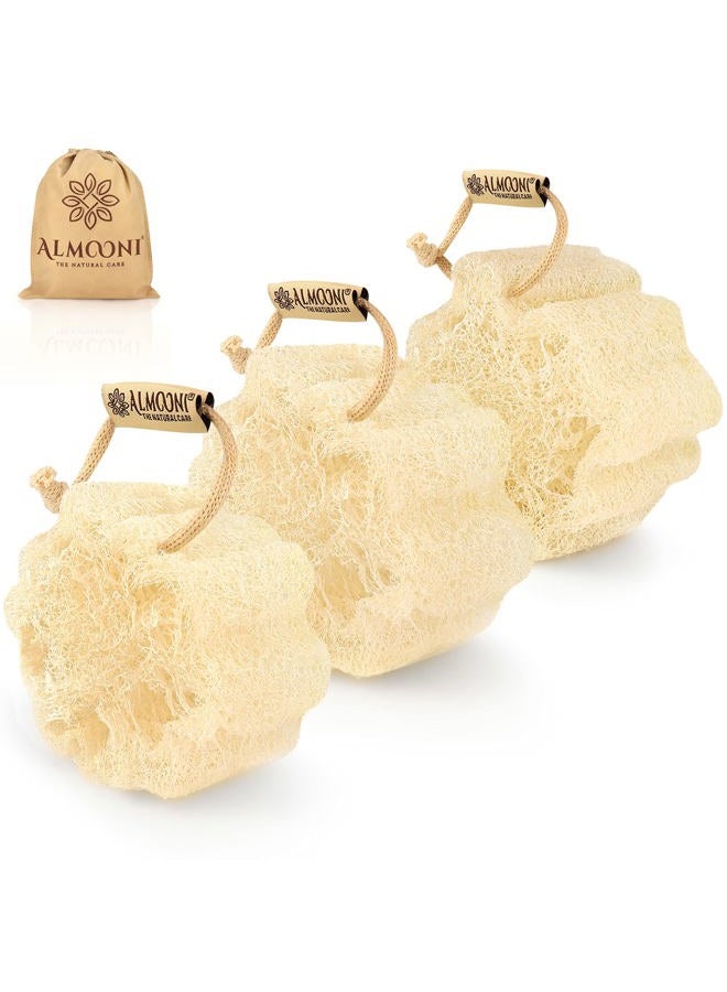 Almooni Mini Natural Loofah Sponge - Real Egyptian Shower Exfoliating Loofah - Small Loofah Scrubber for The Perfect Grip - 3 Count(1 Pack) - Image 1