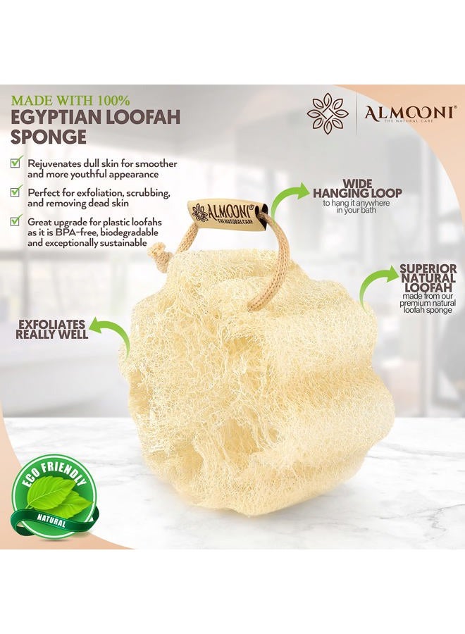 Almooni Mini Natural Loofah Sponge - Real Egyptian Shower Exfoliating Loofah - Small Loofah Scrubber for The Perfect Grip - 3 Count(1 Pack) - Image 2