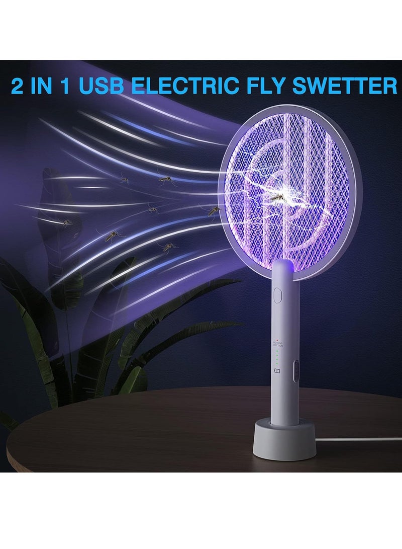 SOLARAE Electric Fly Swatter Bug Zapper Racket 2 in 1 Fly Swatter Rechargeable Mosquito Killer Lamp with 3 Layers Safety Mesh for Indoor and Outdoor - Image 2