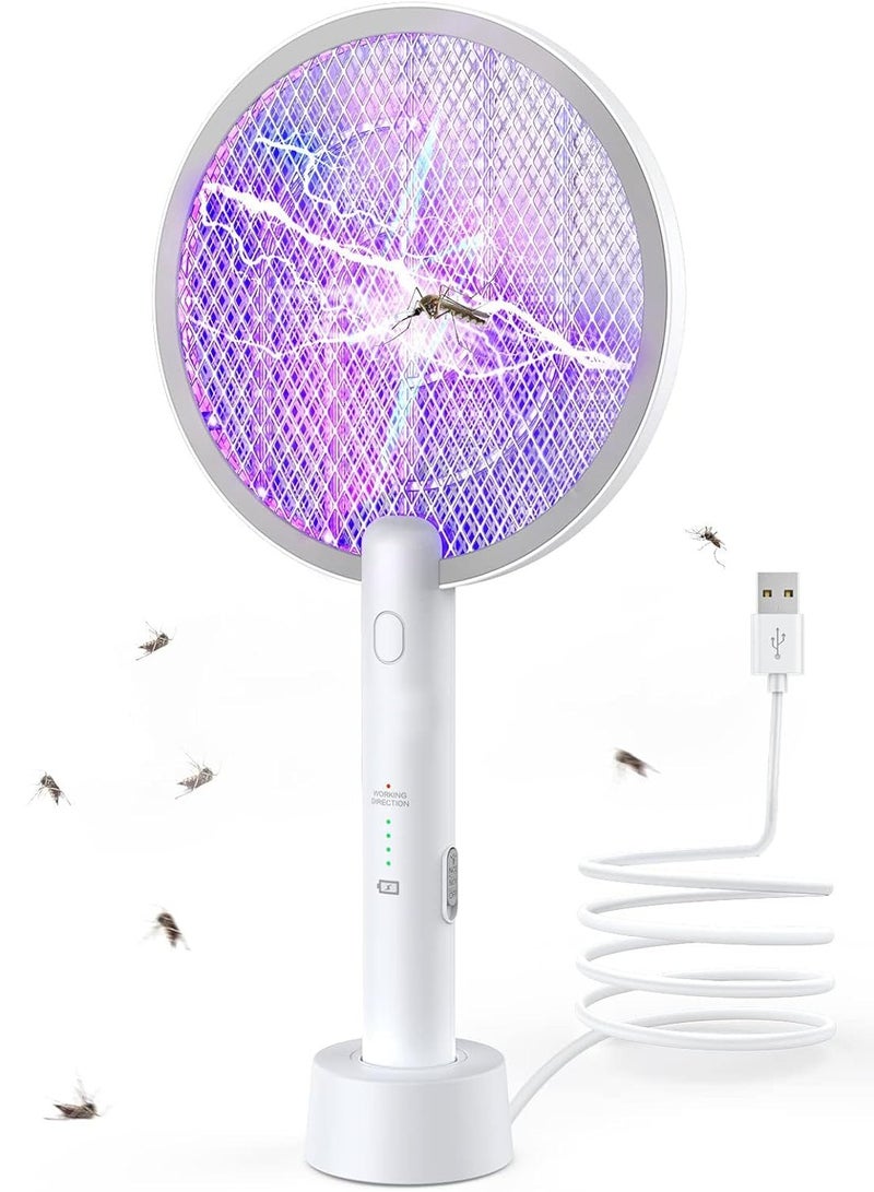 SOLARAE Electric Fly Swatter Bug Zapper Racket 2 in 1 Fly Swatter Rechargeable Mosquito Killer Lamp with 3 Layers Safety Mesh for Indoor and Outdoor - Image 1