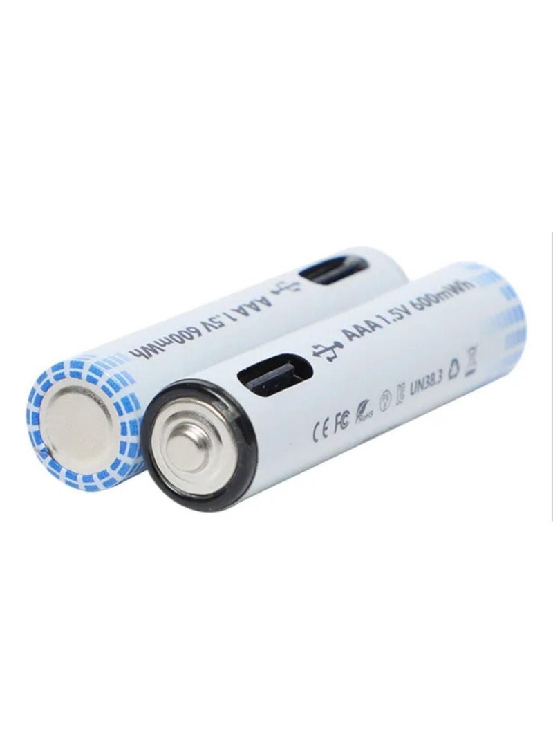 مجموعة من 2 بطاريه 1.5 ڤولت AAA  قابلة لإعادة الشحن مع كبل شحن USB نوع Type-C - Image 2