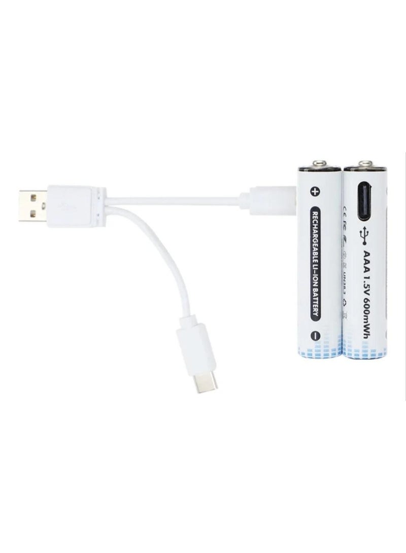 مجموعة من 2 بطاريه 1.5 ڤولت AAA  قابلة لإعادة الشحن مع كبل شحن USB نوع Type-C - Image 3