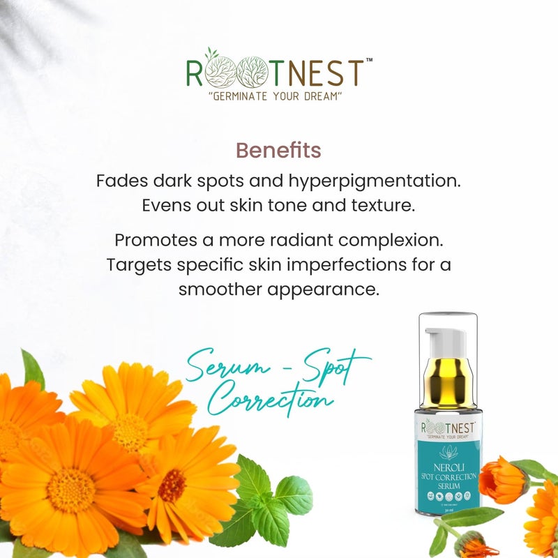 Rootnest Skin care kit with Green Tea Anti Ageing serum for face  Neroli Spot Correction serum for face Skin Brightening serum for face  30ml - Image 4