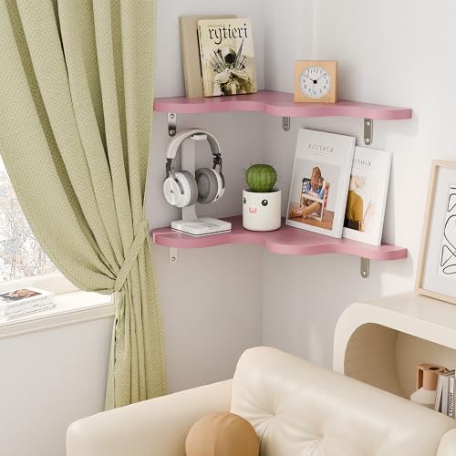 WOPITMER Cute Cloud Shelves, Wavy Floating Corner Shelf, Cute Corner Wall Shelves for Nursery Decor, Cloud Shelf for Bedroom,Living Room,Bathroom&Home Decor,Pink - Image 5