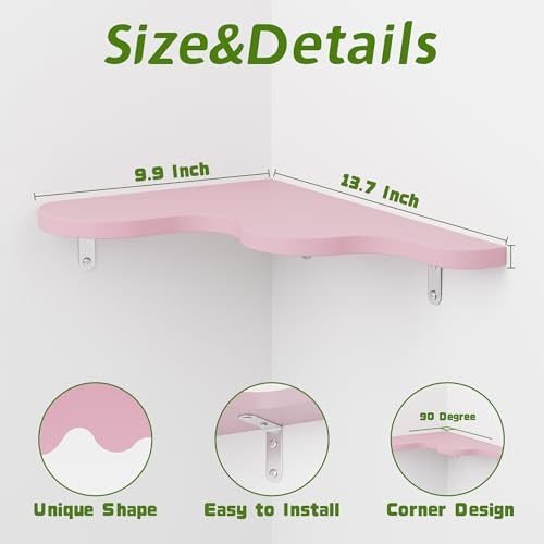 WOPITMER Cute Cloud Shelves, Wavy Floating Corner Shelf, Cute Corner Wall Shelves for Nursery Decor, Cloud Shelf for Bedroom,Living Room,Bathroom&Home Decor,Pink - Image 4
