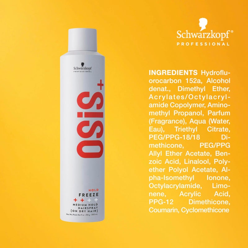 OSiS+ Freeze Medium Hold Hairspray 9oz | All Day Hold and Shine | Heat and Humidity Protection - Image 4