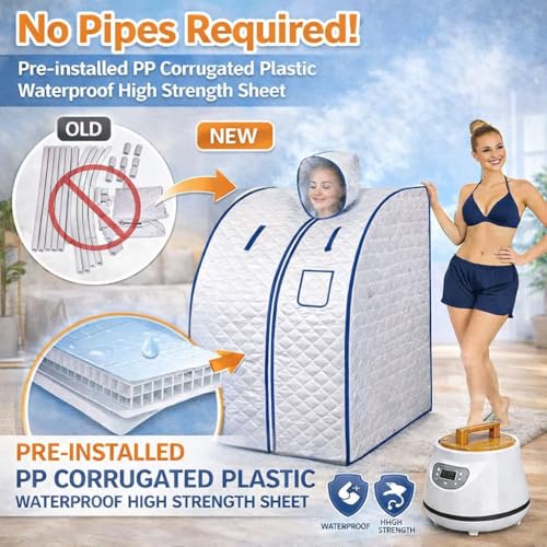 Steupoek Portable Sauna for Home Full Body Personal Sauna Steam at Home Spa with 3L 1500W Steam Generator, 90 Minute Timer, Remote Control (SILVER) - Image 4