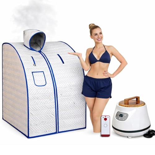 Steupoek Portable Sauna for Home Full Body Personal Sauna Steam at Home Spa with 3L 1500W Steam Generator, 90 Minute Timer, Remote Control (SILVER) - Image 1