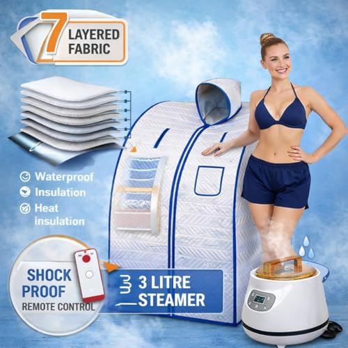 Steupoek Portable Sauna for Home Full Body Personal Sauna Steam at Home Spa with 3L 1500W Steam Generator, 90 Minute Timer, Remote Control (SILVER) - Image 3
