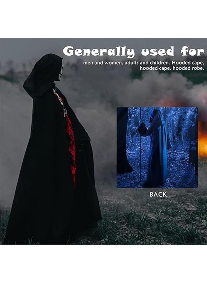 Brain Giggles BrainGiggles Grim Reaper Halloween Costume for Adults – Black Velvet Hooded Cape with Skull Face Mask, Skeleton Gloves & Scythe Prop – Scary Death Costume for Men & Women (2X Large) - Image 5