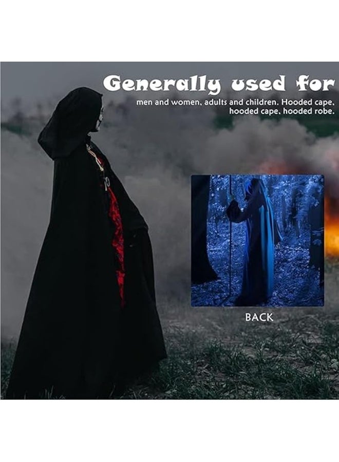 Brain Giggles BrainGiggles Grim Reaper Halloween Costume for Adults – Black Velvet Hooded Cape with Skull Face Mask, Skeleton Gloves & Scythe Prop – Scary Death Costume for Men & Women (2X Large) - Image 4
