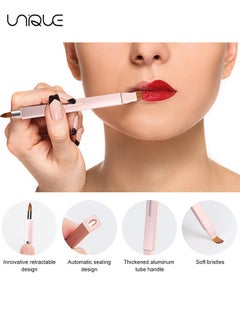 Unique Retractable Lip Brush for Lipstick,2 Pieces Lip Brushes,Double-ended Lip Applicator with Cap,Portable Lip Liner Brush Lip Gloss Eyeshadow Smudge Concealer Brush (Pink+Black)  - Image 4