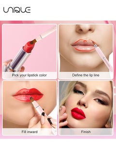 Unique Retractable Lip Brush for Lipstick,2 Pieces Lip Brushes,Double-ended Lip Applicator with Cap,Portable Lip Liner Brush Lip Gloss Eyeshadow Smudge Concealer Brush (Pink+Black)  - Image 5