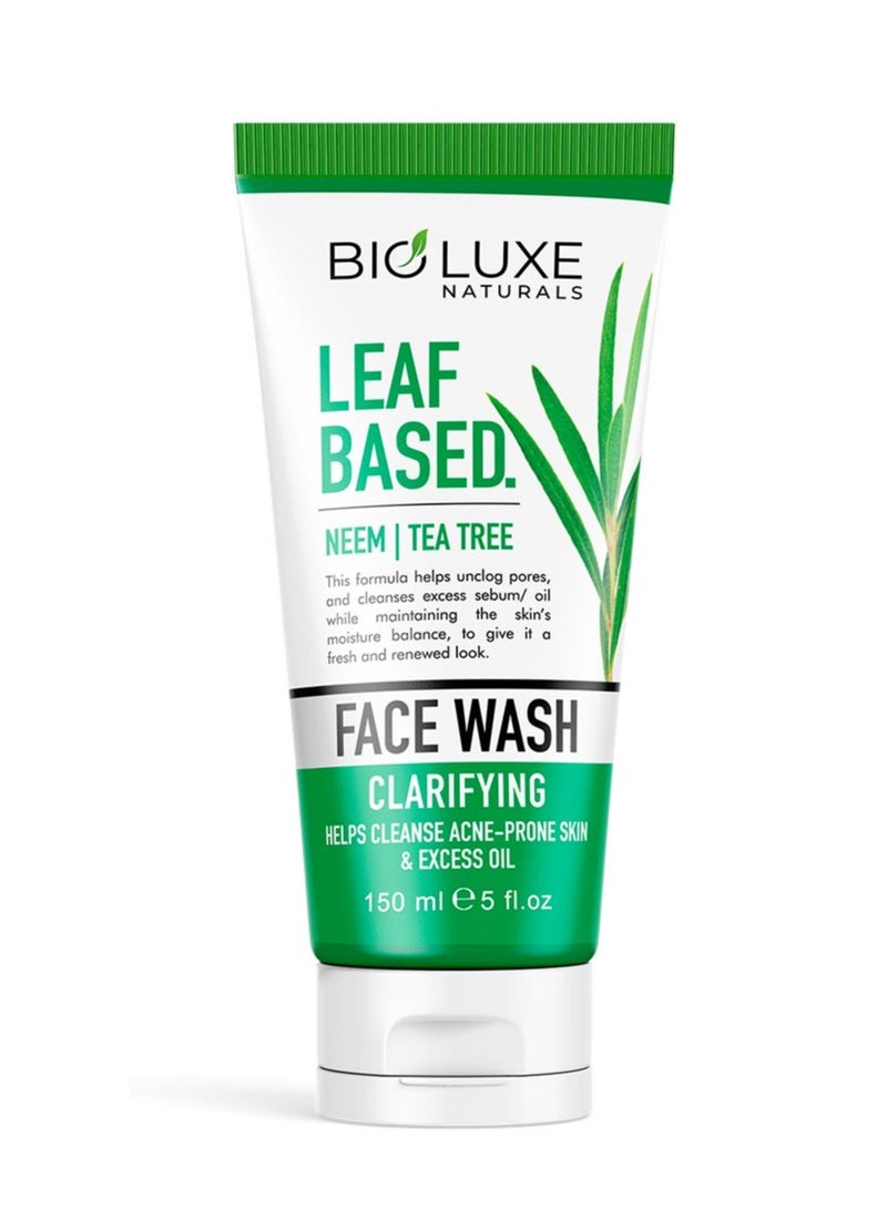 Bioluxe Naturals Leaf Based Face Wash 150ml, Neem & Tea Tree, Helps Clease Acne-prone Skin & Excess Oil