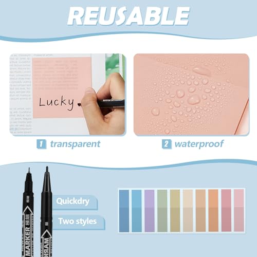 Jutom 39 Pcs Aesthetic Book Annotation Kit Highlighter with Pencil Case Bag Gel Pen Transparent Sticky Note Taking Bible Study College School Supplies(Pink,Cute Style) - Image 4