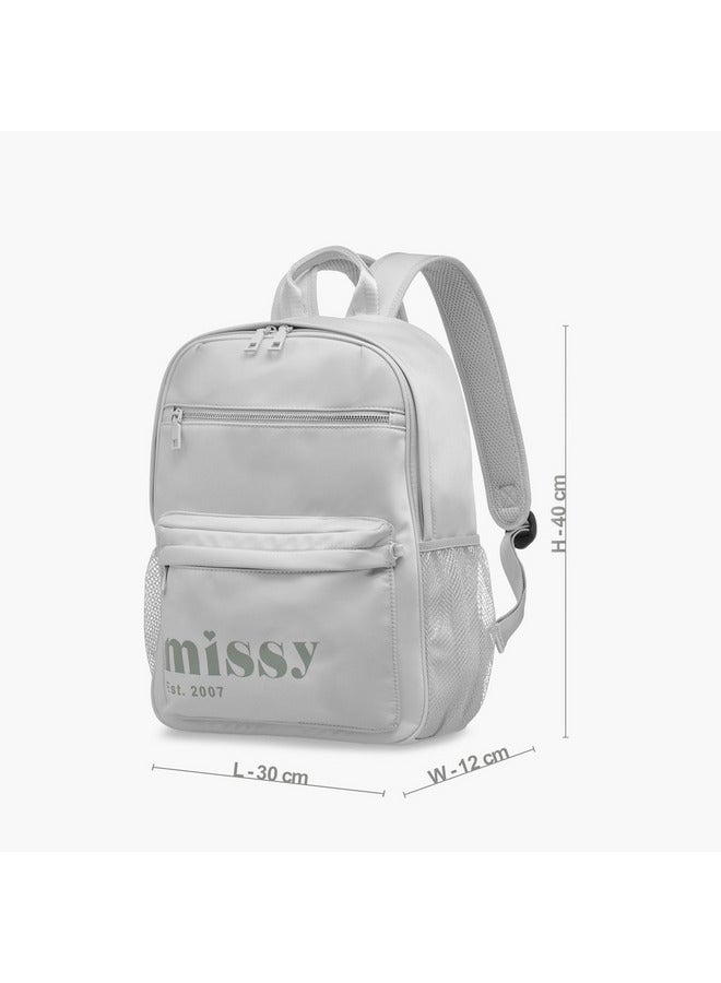 MISSY Logo Print Backpack with Adjustable Straps and Pencil Pouch - 30x12x40 cm - Image 3