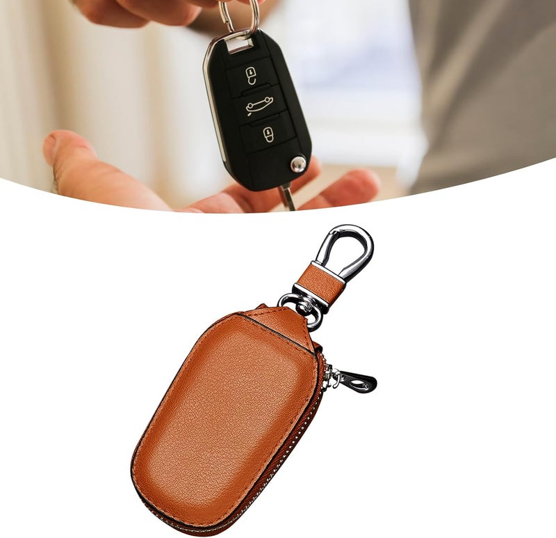 Wet anti slip Yinhing Car Key Fob Holder Versatile Large Capacity Waist Hanging Key Case for Men and Women and Stylish Design Ideal for Home Office and Outdoor Activities Blue Color (Brown) Global flexible assemble picks - Image 3