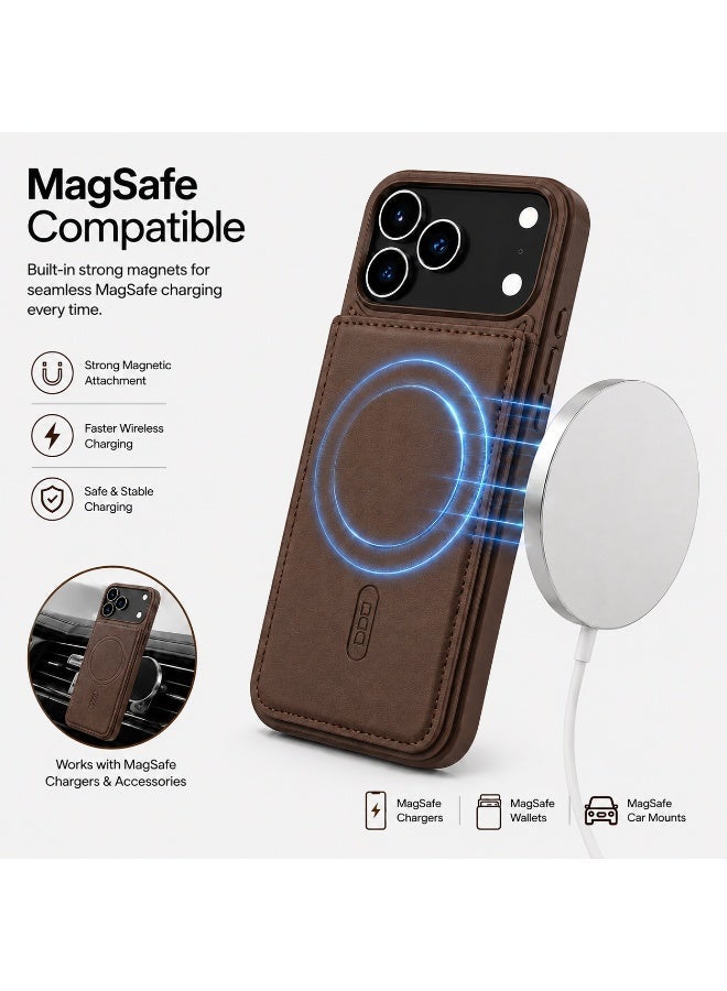 NOVA TECH iPhone 17 Pro Max MagSafe Wallet Case, Premium Leather Flip Cover with Card Holder, RFID Protection & Wireless Charging - Image 3
